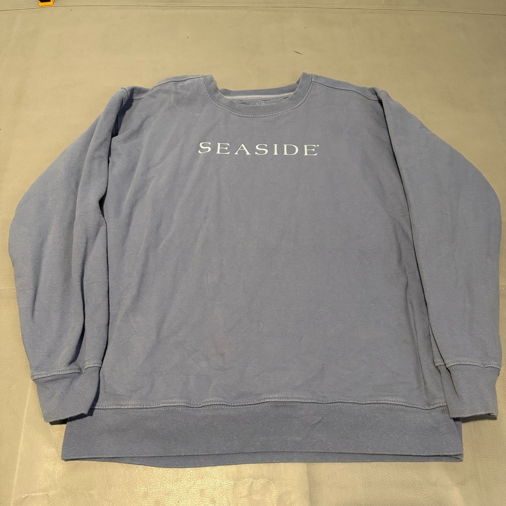 Seaside Florida Slate Blue Wash Crewneck Sweatshirt Men New Town Y2k Preppy-9608
